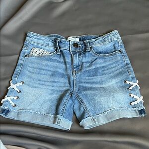 Mudd Light Blue Denim Shorts with Lace-Up Sides